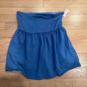 Free People Hot Shot Babydoll Tube Top Denim Blue NWT